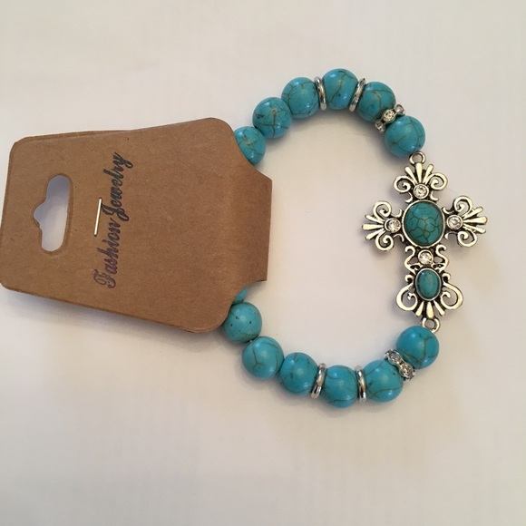 Sideways Cross Semiprecious Stone Bracelets - Picture 2 of 4